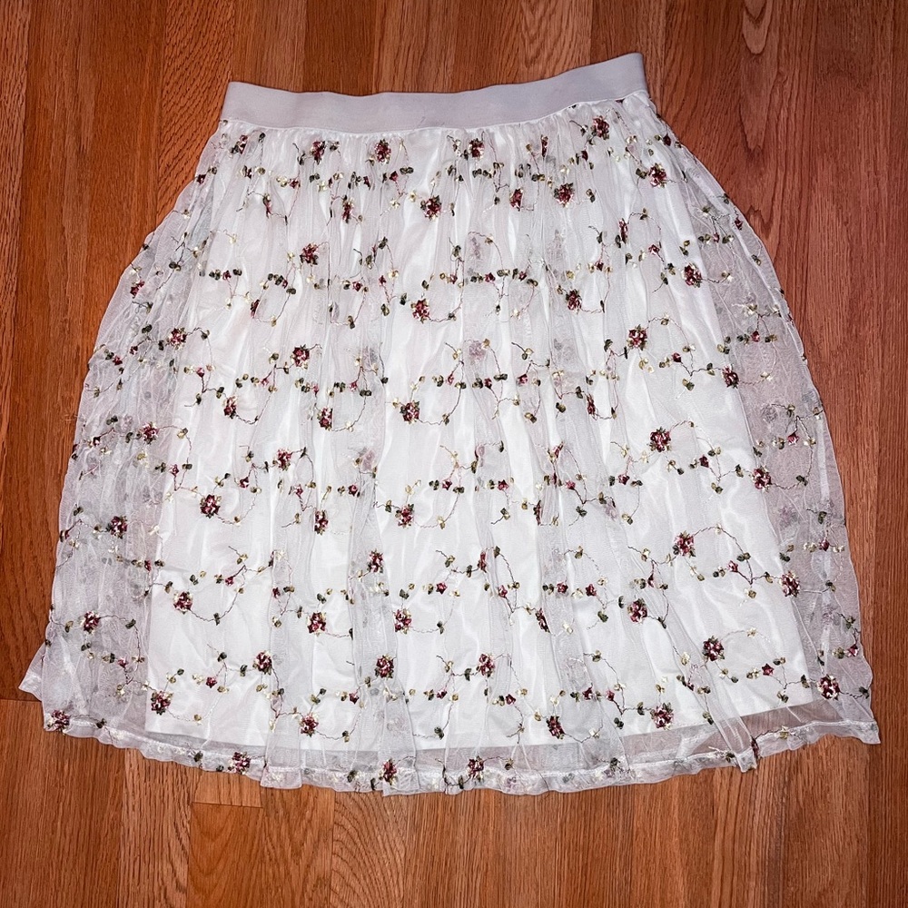 Embroidered Flower Skirt